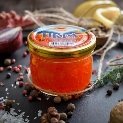 Икра лососевых стеклянная банка 90 гр.